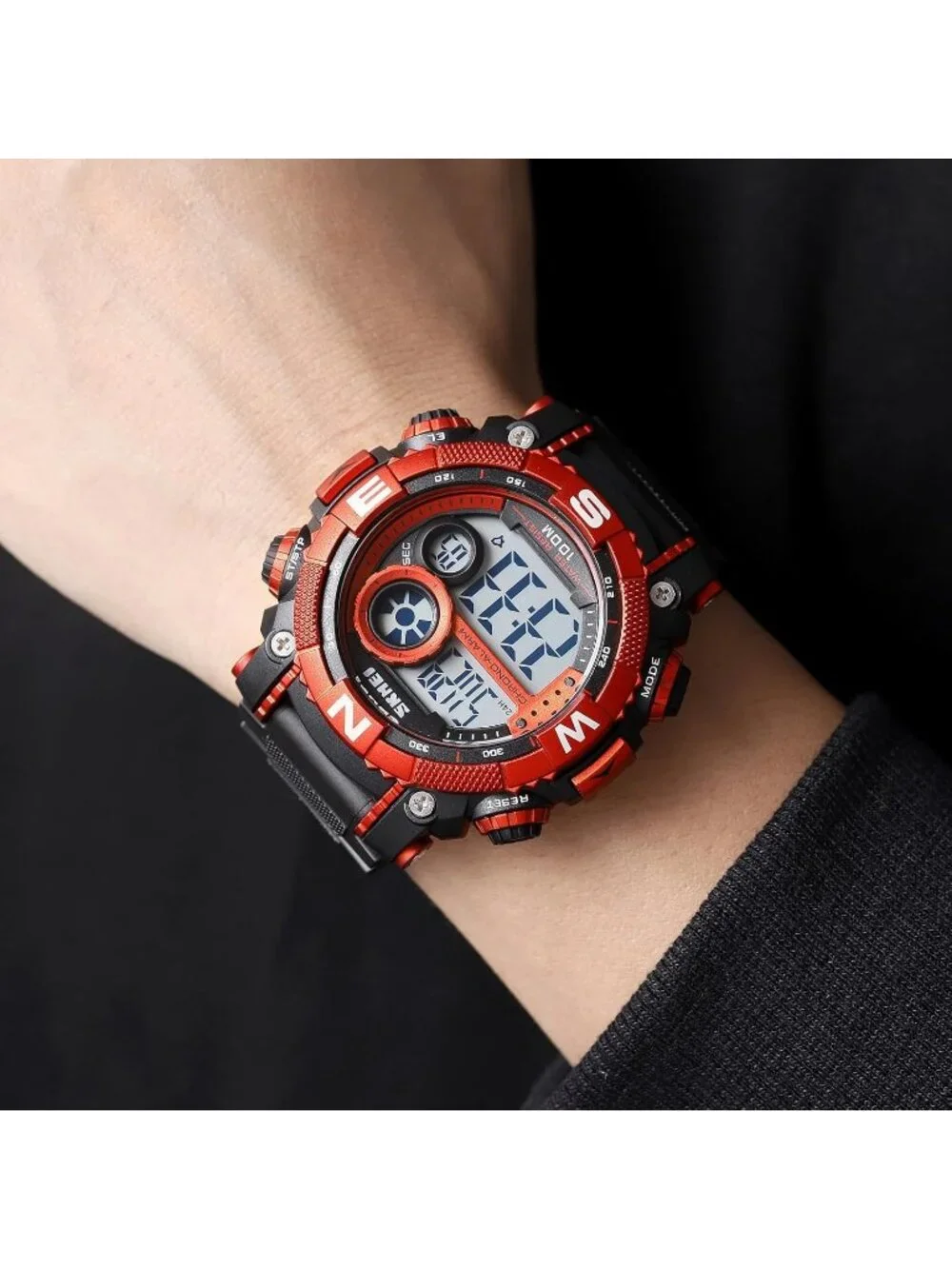 Mens Black Red Analog Quartz Electronic Military Multifunction LED Digital Watch